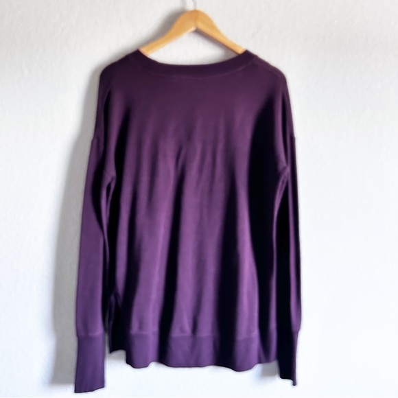 Athleta Coaster Luxe Sweatshirt Eggplant Plum Thumbhole Long Sleeve Crew… - Picture 3 of 10